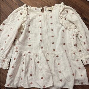 Cream Floral Long Sleeve Blouse